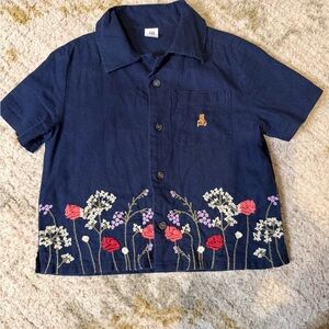 GAP Kids Navy Blue Shirt with Floral Design